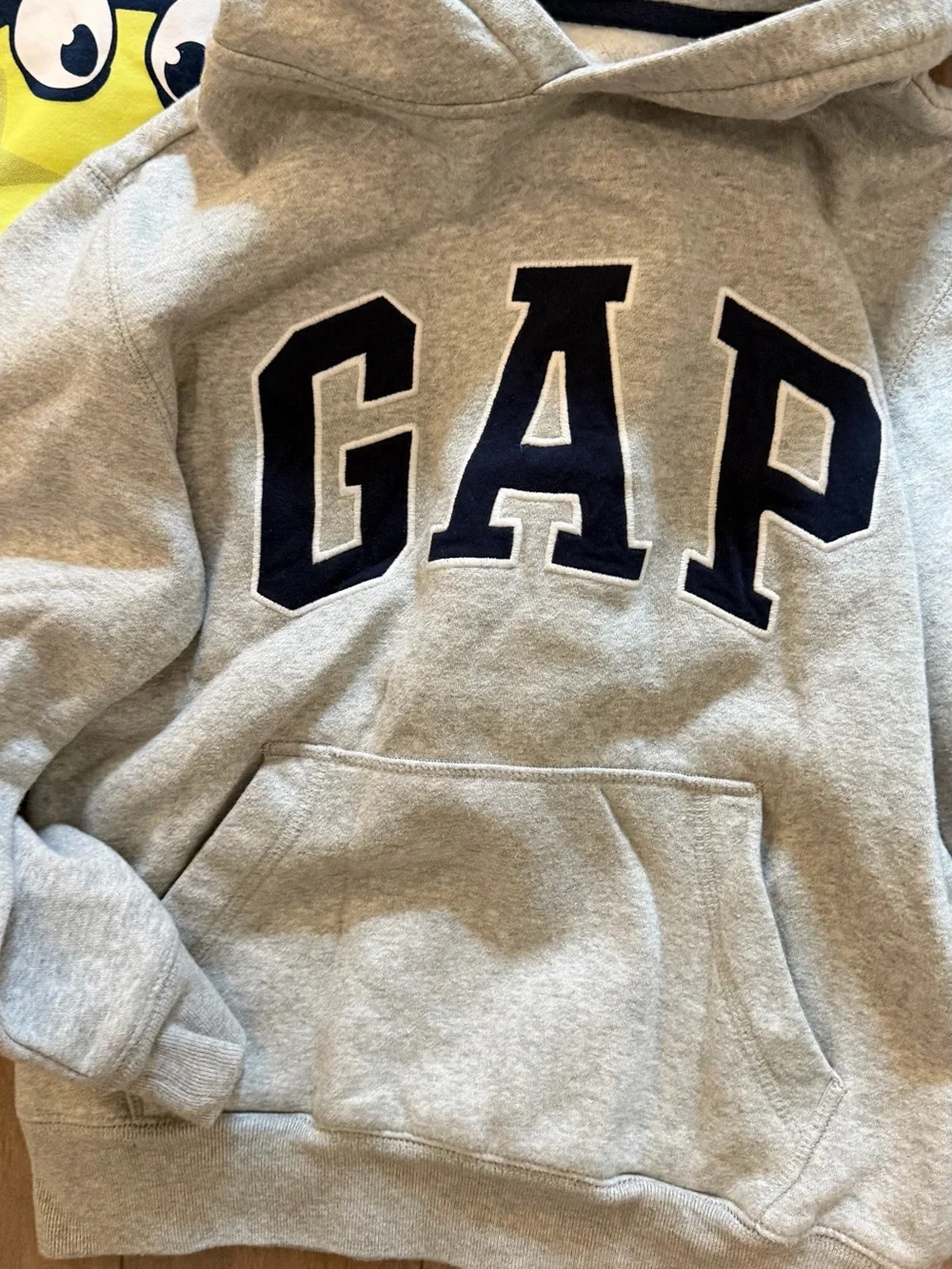 GAP Kids Light Gray Hoodie with Navy Logo